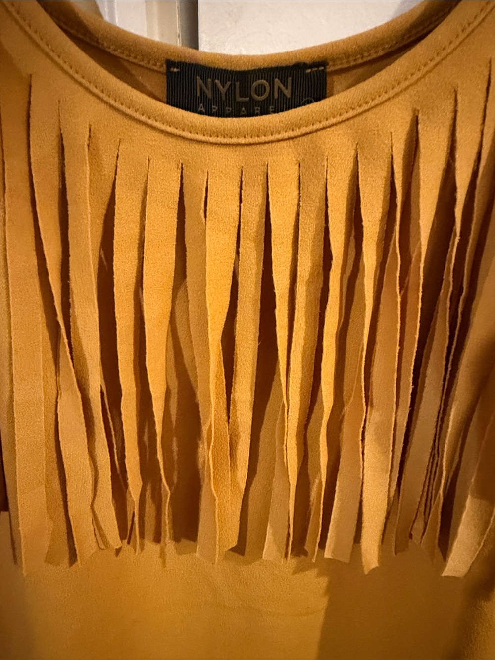 Nylon Mustard Fringe Bodysuit Tank